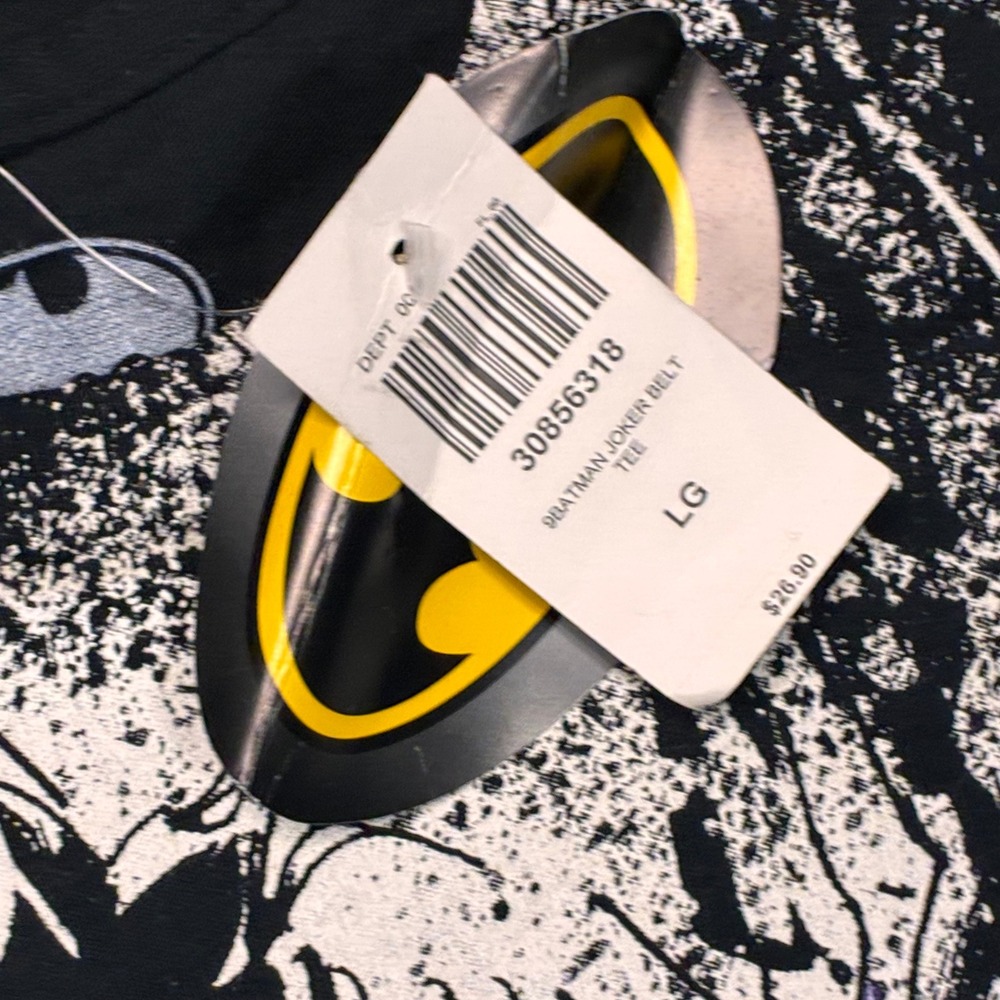 DC Comics Joker T-Shirt Women Large Black NWT Boyfriend Fit AOP City Tee - Picture 3 of 6
